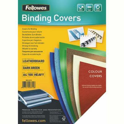Fellowes Binding Cover Leathergrain A4 230Gsm Dark Green Pack 100 5371501 - SuperOffice