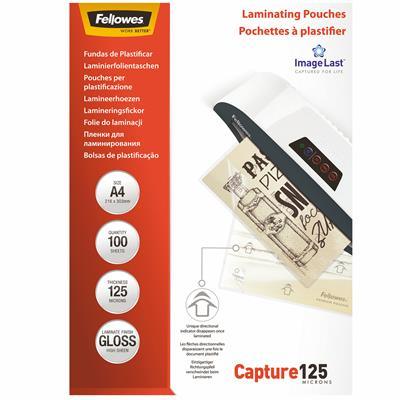 Fellowes Imagelast Laminating Pouch Gloss 125 Micron A4 Clear Pack 100 5307407 - SuperOffice