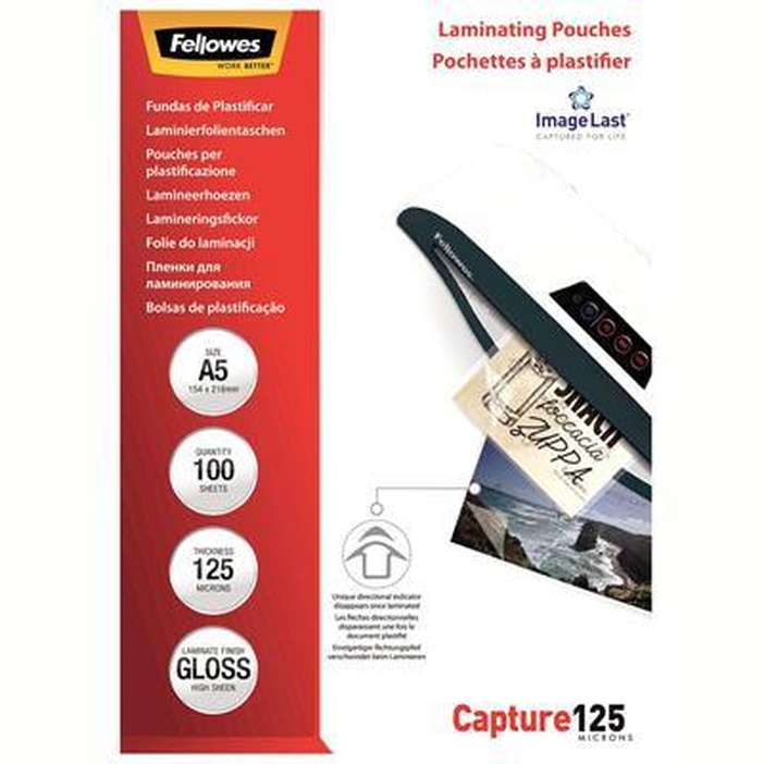 Fellowes Impress Laminating Pouch Gloss 125 Micron A5 Clear Pack 100 5307302 - SuperOffice