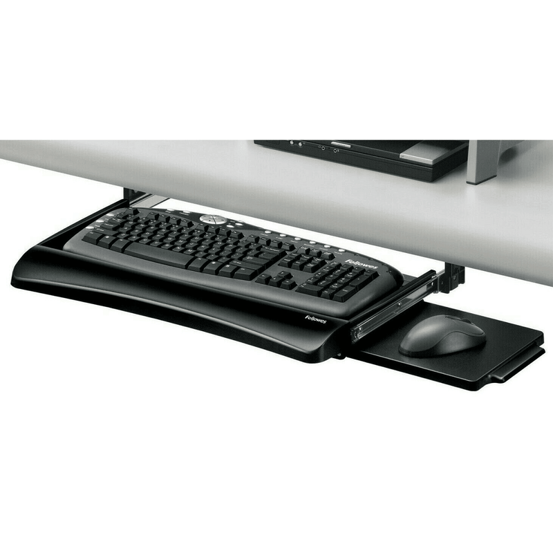 Fellowes Keyboard Underdesk Drawer Office Steel Black Mouse Tray 9140301 - SuperOffice