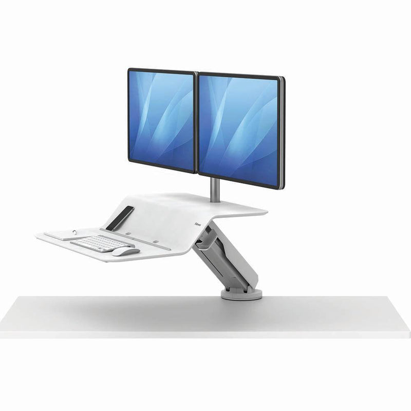 Fellowes Lotus Rt Sit Stand Workstation Dual Monitor White 8081801 - SuperOffice