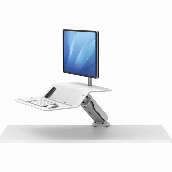 Fellowes Lotus Rt Sit Stand Workstation Single Monitor White 8081701 - SuperOffice