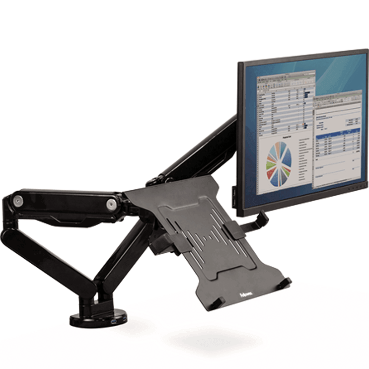 Fellowes Monitor Arm Laptop Stand Holder Accessory Black 8044101 - SuperOffice