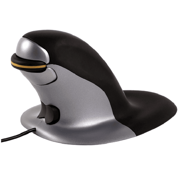 Fellowes Penguin Ambidextrous Vertical Mouse Wired Large Black/Grey 9894401 - SuperOffice