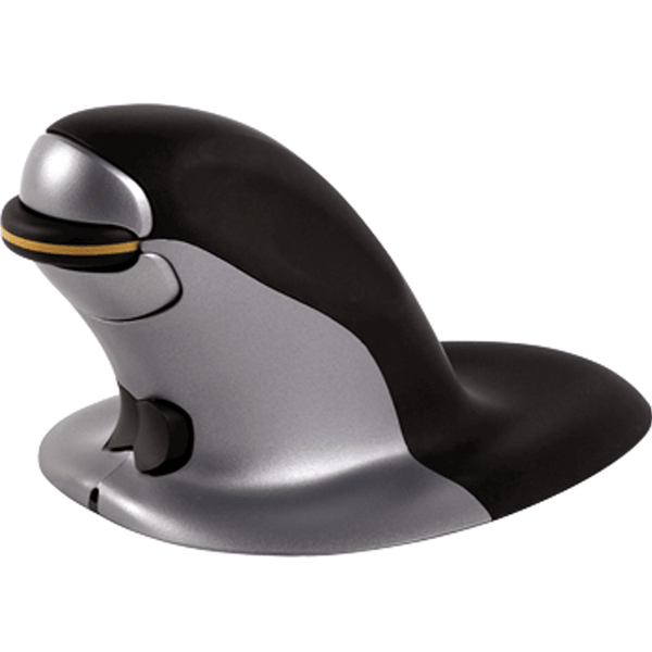 Fellowes Penguin Ambidextrous Vertical Mouse Wireless Small Black/Grey 9894901 - SuperOffice