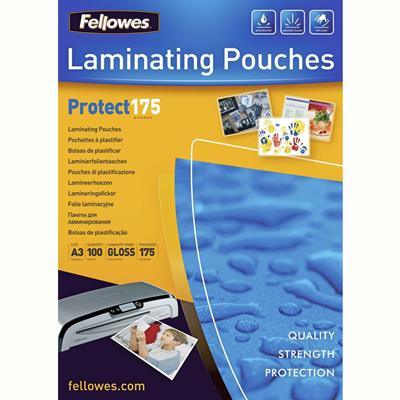 Fellowes Protect Laminating Pouch Gloss 175 Micron A3 Clear Pack 100 5308803 - SuperOffice