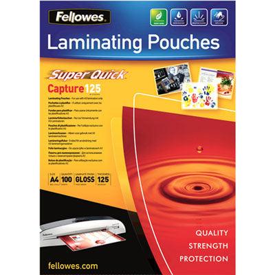Fellowes Superquick Laminating Pouch Gloss 125 Micron A4 Clear Pack 100 5440101 - SuperOffice