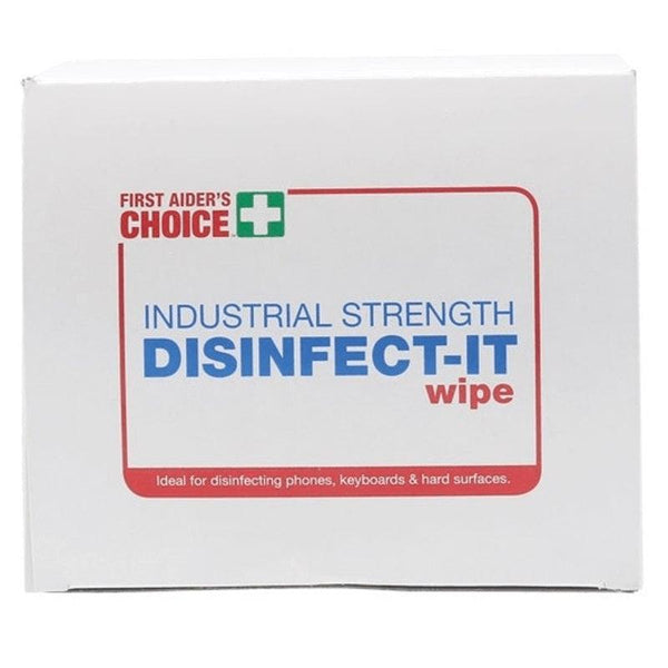 First Aiders Choice Industrial Strength Disinfect-It Wipes Box 100 Disinfectant 10 - SuperOffice