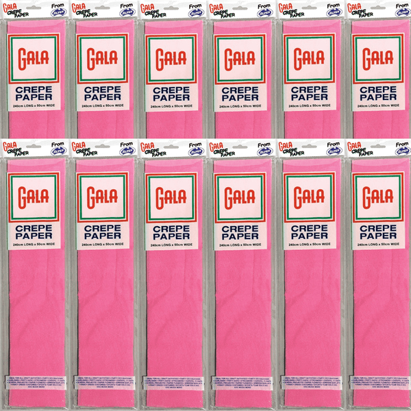 Gala Crepe Paper 2400x500mm Pink Pack 12 BULK 501032 (12 Pack) - SuperOffice