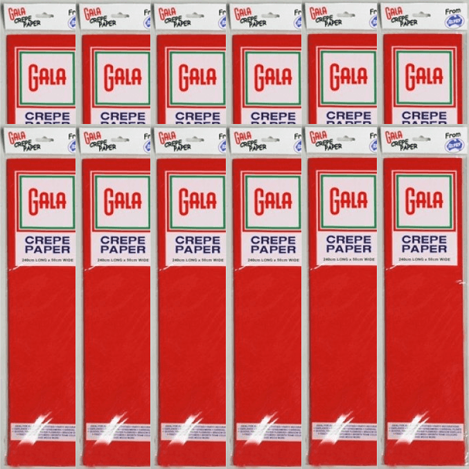 Gala Crepe Paper 2400x500mm Scarlet Red Pack 12 BULK 501081 (12 Pack) - SuperOffice