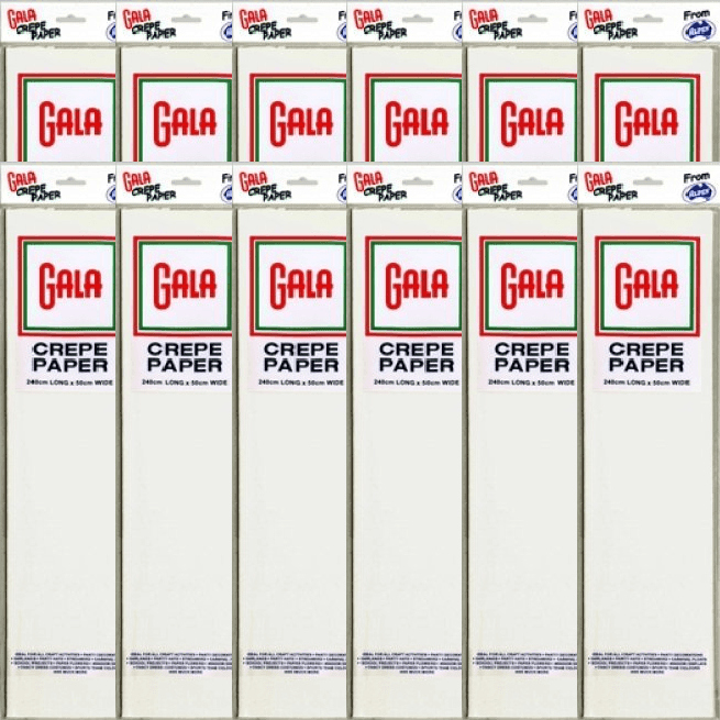 Gala Crepe Paper 2400x500mm White Pack 12 BULK 501011 (12 Pack) - SuperOffice