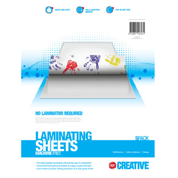 GBC Creative Instant Laminating Sheets Self-Seal A4 305x229mm Clear Pack 5 BLINSTANTPK5C - SuperOffice