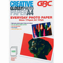 GBC Creative Photo Paper Everyday 170GSM A4 Gloss White Pack 100 Sheets PPA4EDAY100CR - SuperOffice