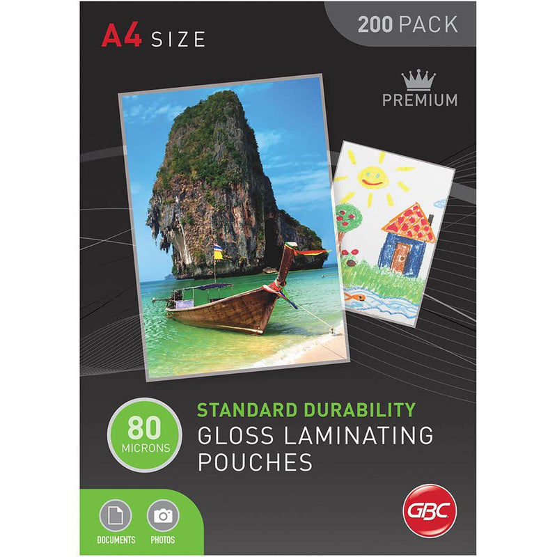 Gbc Laminating Pouch 80 Micron A4 Clear Pack 200 BL80M200A4 - SuperOffice