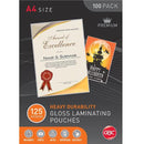 GBC Laminating Pouch Gloss 125 Micron A4 Clear Pack 100 BL125MA4 - SuperOffice
