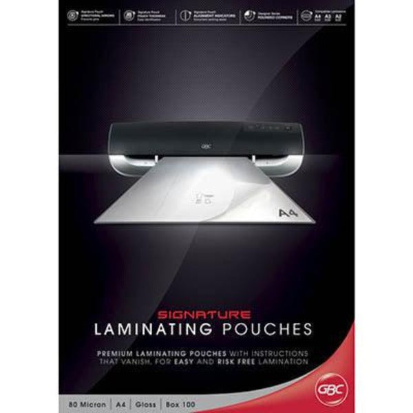 Gbc Laminating Pouch Gloss 80 Micron A4 Clear Pack 100 BL80MA4 - SuperOffice