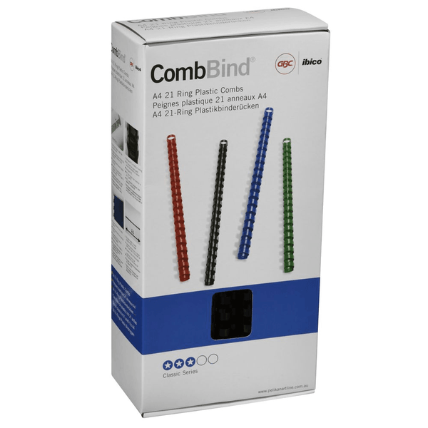 GBC Plastic Binding Combs 21 Loop 12mm A4 Black 100 Combs BEP12BK100 - SuperOffice