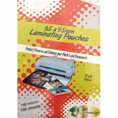 Gold Sovereign Laminating Pouch 150 Micron 65 X 95Mm Clear Pack 100 S6595150 - SuperOffice