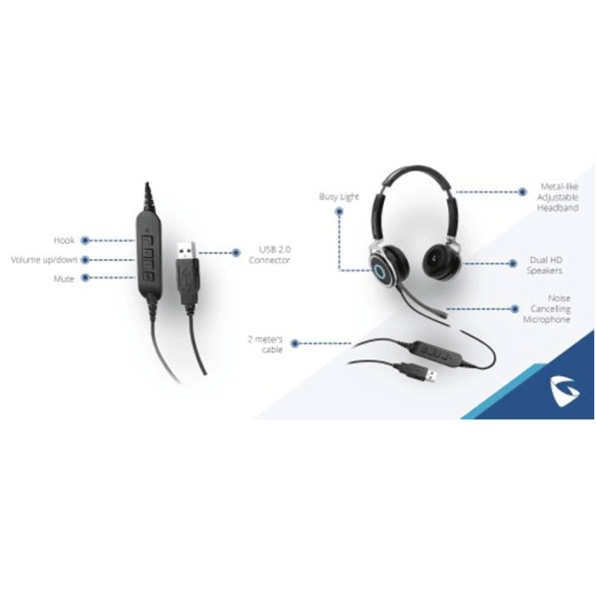 Grandstream GUV3005 HD Audio USB Noise Cancelling IP Phone Headset GUV3005 - SuperOffice