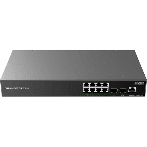 Grandstream GWN7801P Enterprise 8-Port Gigabit L2+ Managed PoE/PoE+ Switch with 2 Gigabit SFP Uplink Ports GWN7801P - SuperOffice
