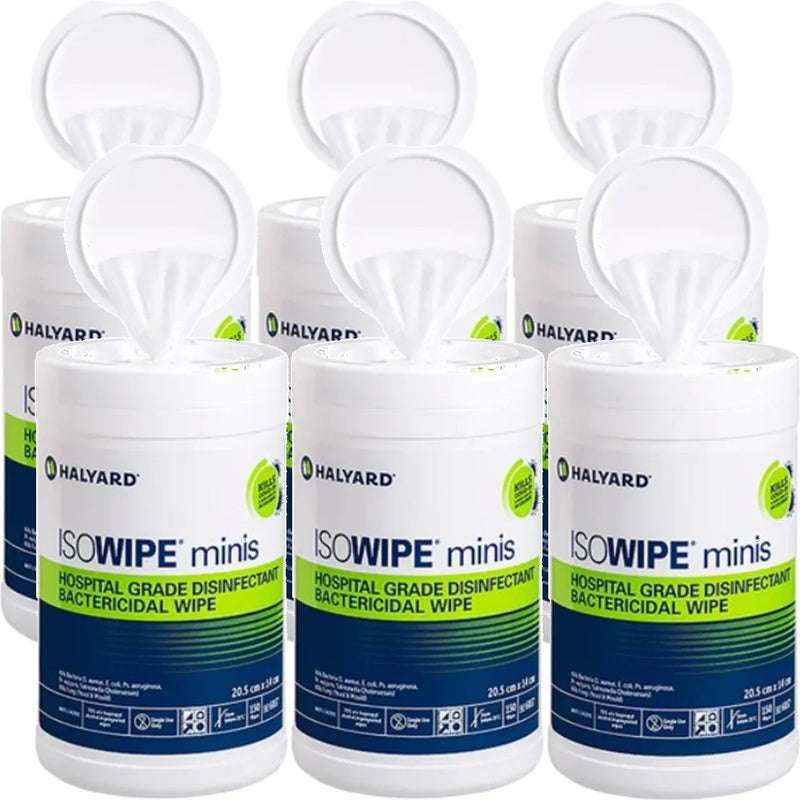 Halyard ISOWIPE Minis Hospital Grade Disinfectant Wipes 150/Tub 6 Pack 881197 (6 Pack) - SuperOffice