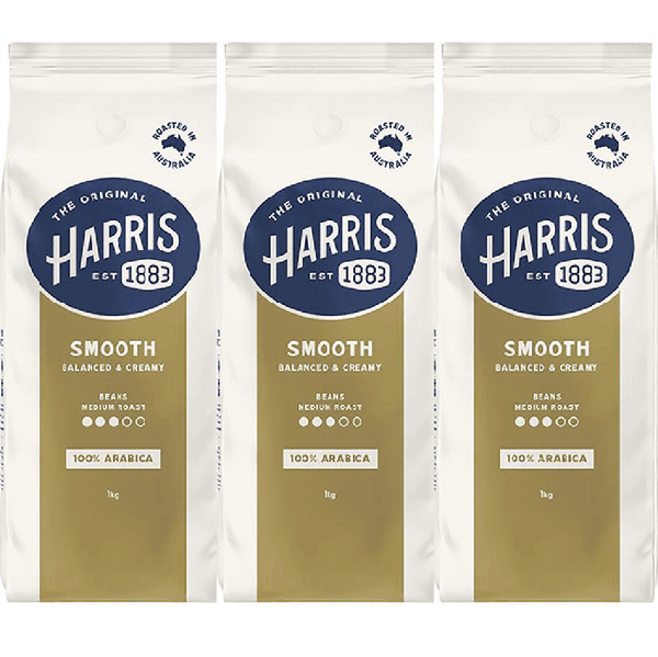 Harris Coffee Beans Smooth Medium Roast 100% Arabica 1kg 3 Pack Bulk 4059103 (Box 3) - SuperOffice