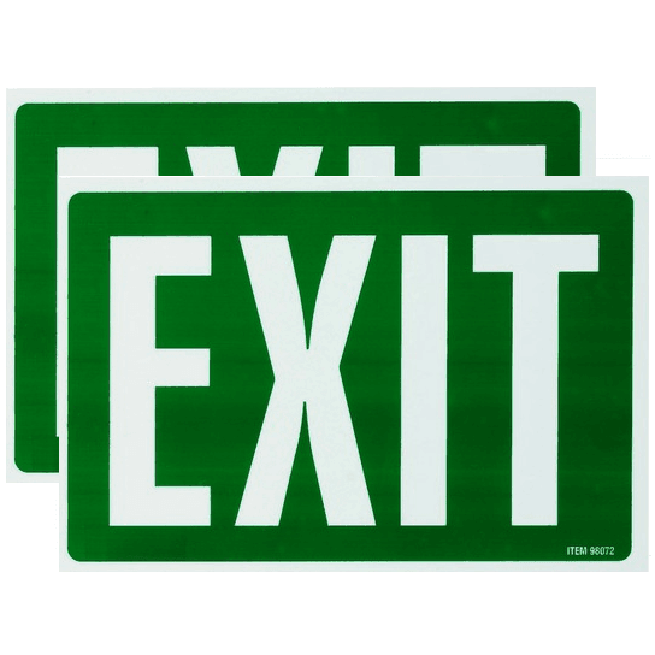 Headline Sign Exit 203x305mm Green/White 2 Pack P8072 (2 Pack) - SuperOffice