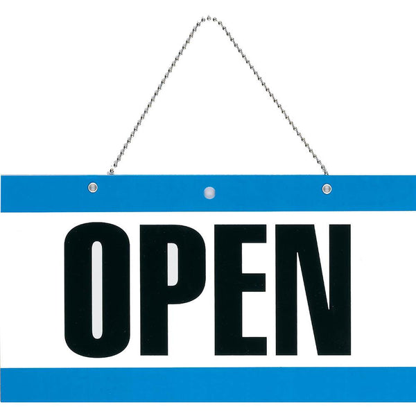 Headline Sign Open/Closes With Chain 75x150mm Blue/Black/White P8355 - SuperOffice