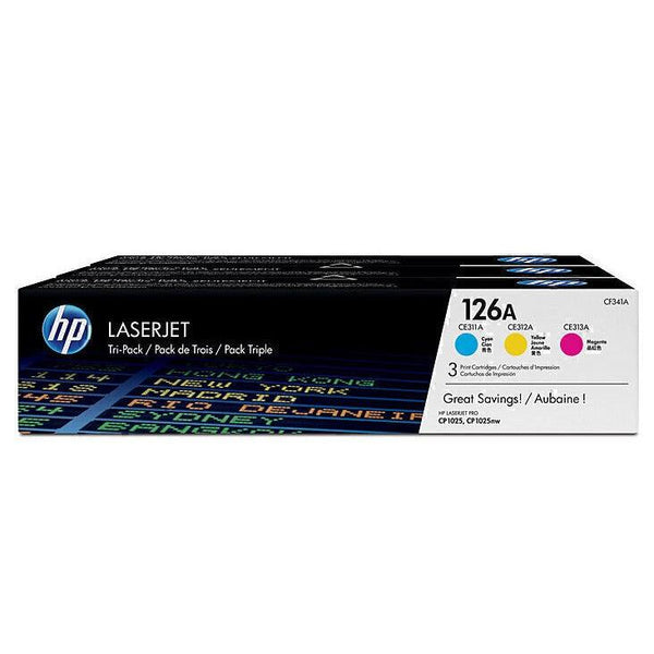 HP 126A Toner Cartridge Tri Colour Pack Cyan/Magenta/Yellow Cf341A CF341A - SuperOffice