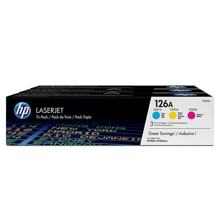 HP 126A Toner Cartridge Tri Colour Pack Cyan/Magenta/Yellow Cf341A CF341A - SuperOffice