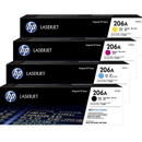 HP 206A Toner Ink Cartridge LaserJet Pro Black/Cyan/Magenta/Yellow Colours Bundle Set W2110A + W2111A + W2113A + W2112A - SuperOffice