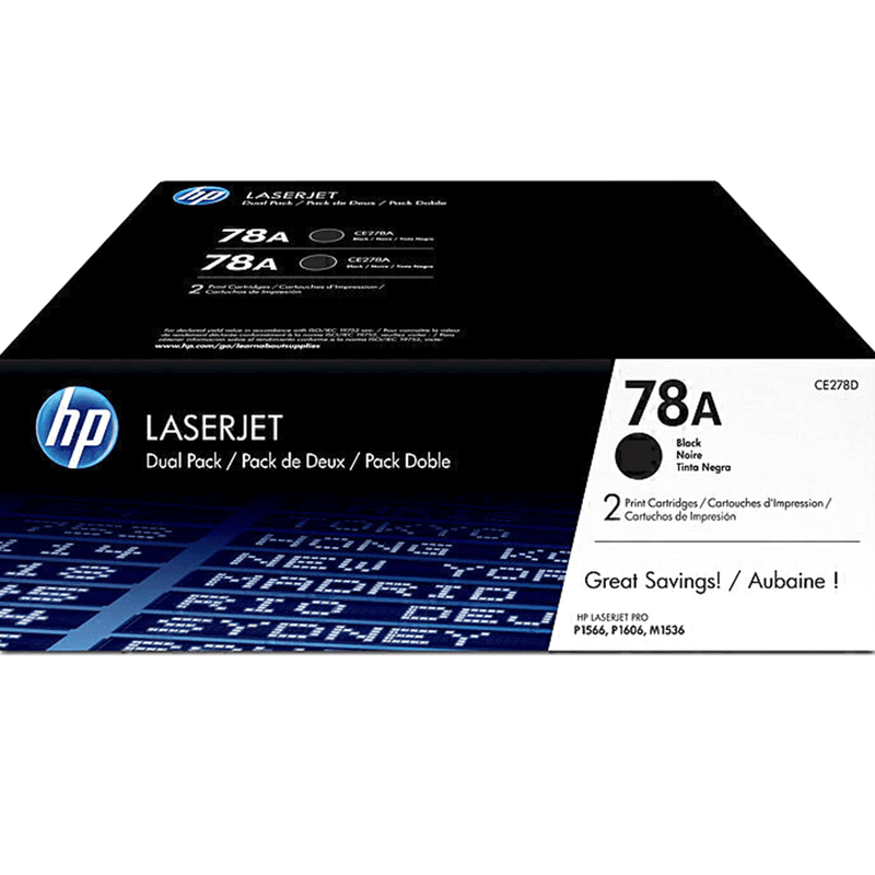 HP 2x 78A Toner Ink Cartridge Black CE278A Genuine LaserJet Twin Pack CE278AD - SuperOffice