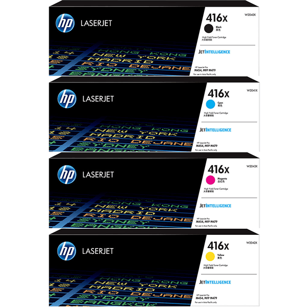 HP 416X Toner Ink Cartridge High Yield Black/Cyan/Magenta/Yellow Set LaserJet Pro Genuine HP 416X Set - SuperOffice