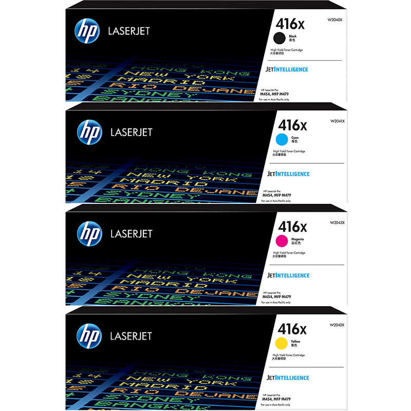 HP 416X Toner Ink Cartridge High Yield Black/Cyan/Magenta/Yellow Set LaserJet Pro Genuine HP 416X Set - SuperOffice