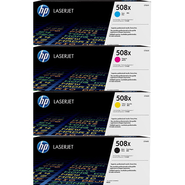 HP 508X Toner Ink Cartridge High Yield Black/Cyan/Magenta/Yellow LaserJet Genuine Set 508X Set - SuperOffice