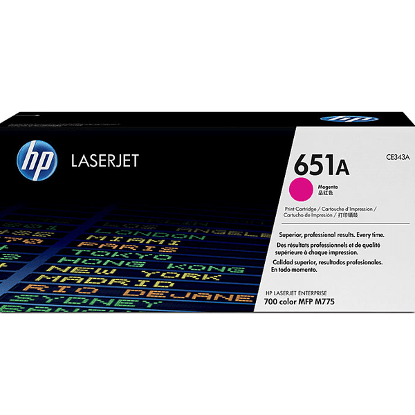HP 651A Toner Ink Cartridge Magenta LaserJet Genuine CE343A CE343A - SuperOffice