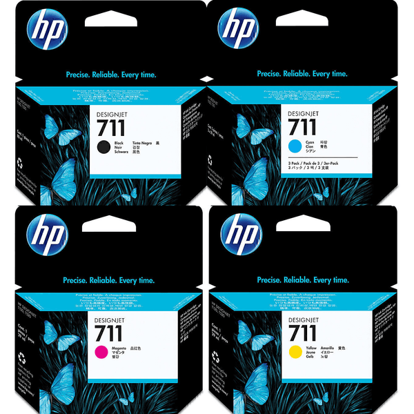 HP 711 Ink Cartridge Set Black/Cyan/Magenta/Yellow DesignJet T120/T520 HP 711 SET - SuperOffice