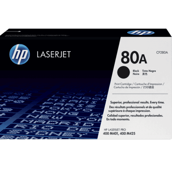 HP 80A Toner Ink Cartridge Black LaserJet Pro 400 M401 M425 Genuine CF280A - SuperOffice