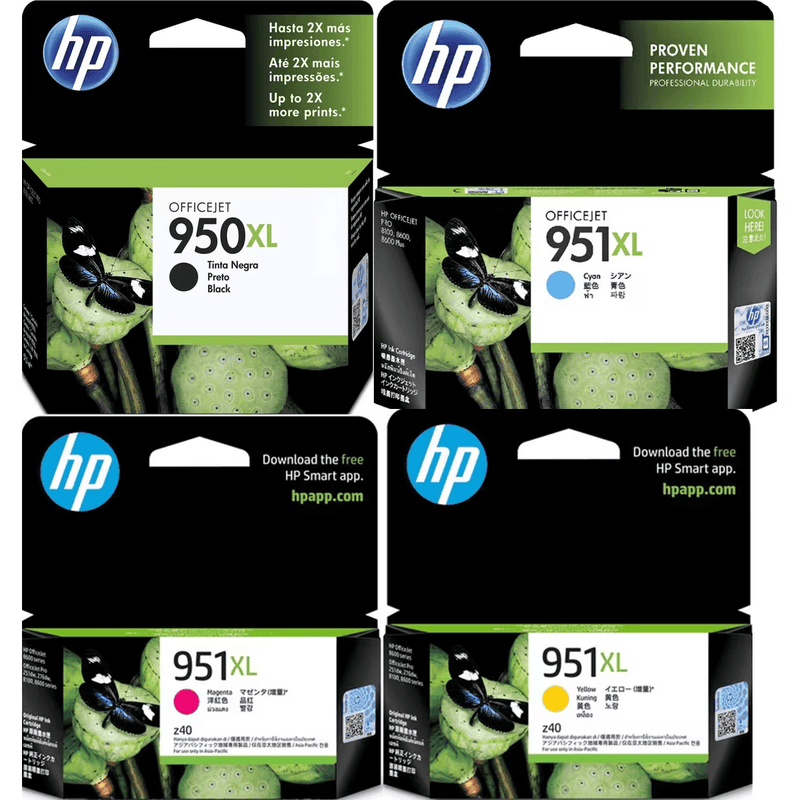 HP 950XL/951XL Ink Cartridge Set High Yield Black/Cyan/Magenta/Yellow 950XL/951XL Set - SuperOffice