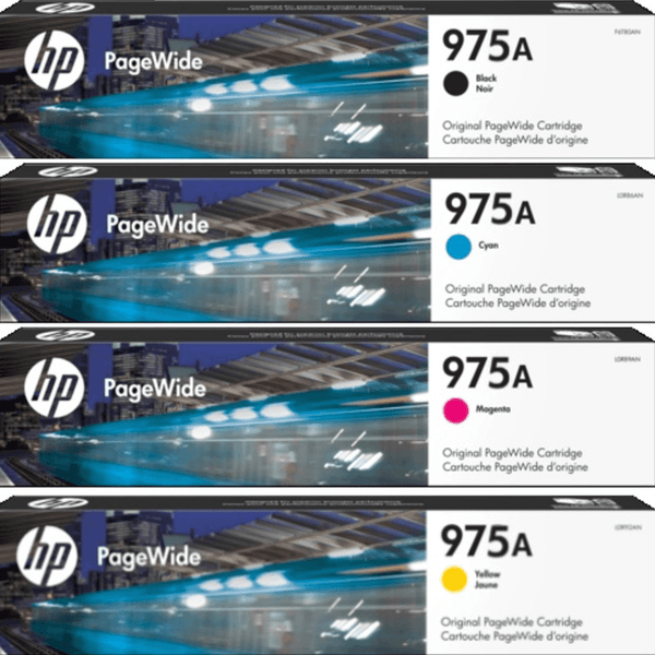HP 975A Ink Toner Cartridge Set Black/Cyan/Magenta/Yellow PageWide Genuine Original HP 975A Set - SuperOffice