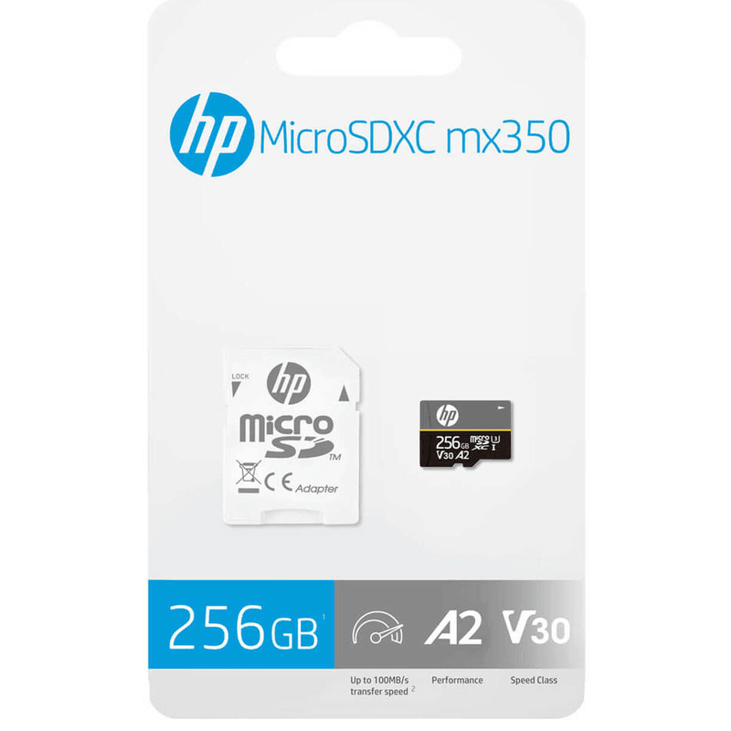 HP Micro SD Card MX350 A2 256GB U3 High Speed With Adapator Class 10 HFUD256-MX350 - SuperOffice
