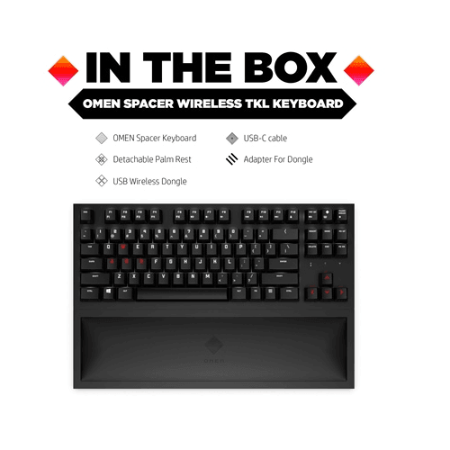 HP OMEN Spacer Wireless TKL Compact Gaming Keyboard Palm Rest 9BU31AA - SuperOffice