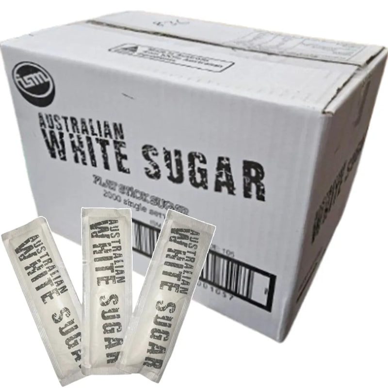 ISM Australian White Sugar Flat Sticks 3g 2000 Pack Carton Bulk Box 78873 (Flat) - SuperOffice