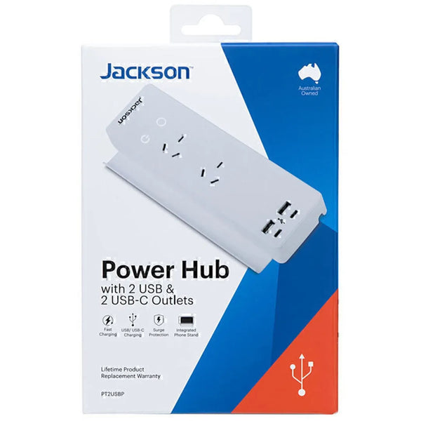 Jackson 2 Way USB Power Hub Board White PT2USBP - SuperOffice