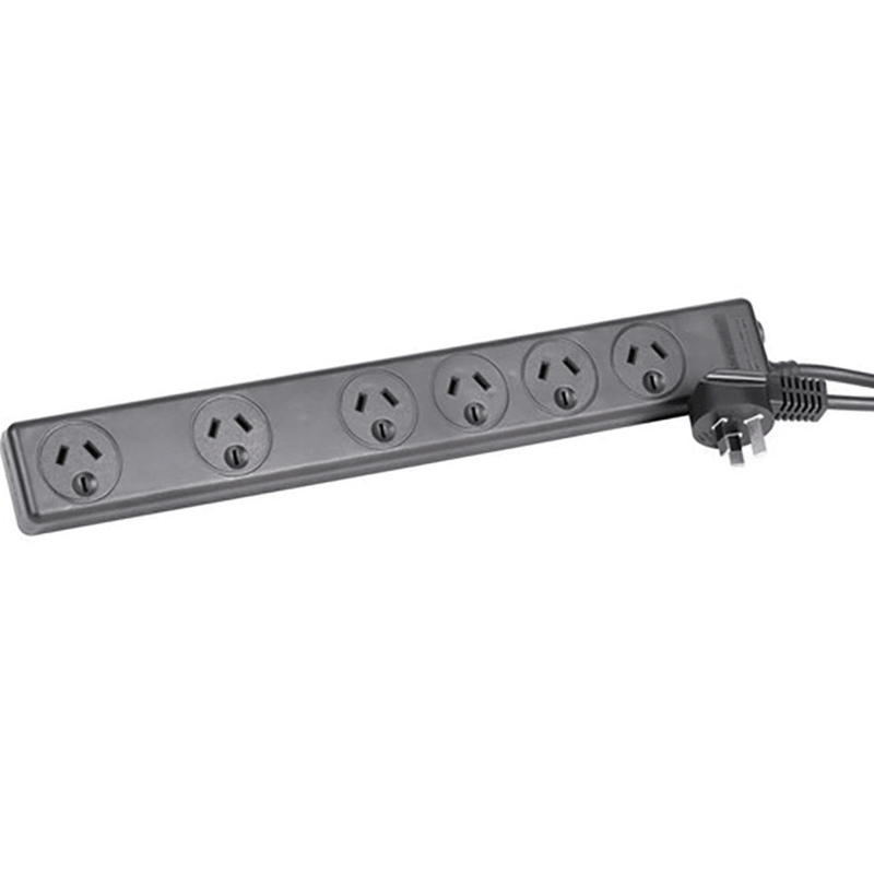 Jackson 6 Outlet Surge Protected Powerboard 2 Spaced Sockets 1M Lead Black PT6969SBE - SuperOffice
