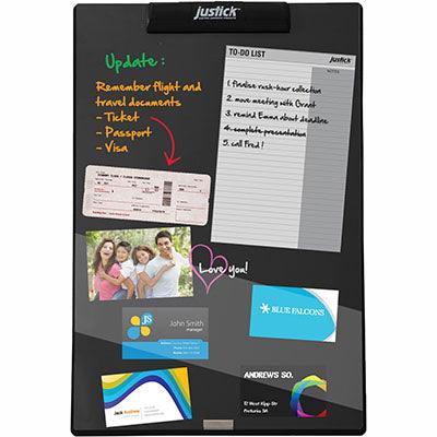 Justick Electro Adhesion Notice Board Mini With Overlay Black JB302R - SuperOffice