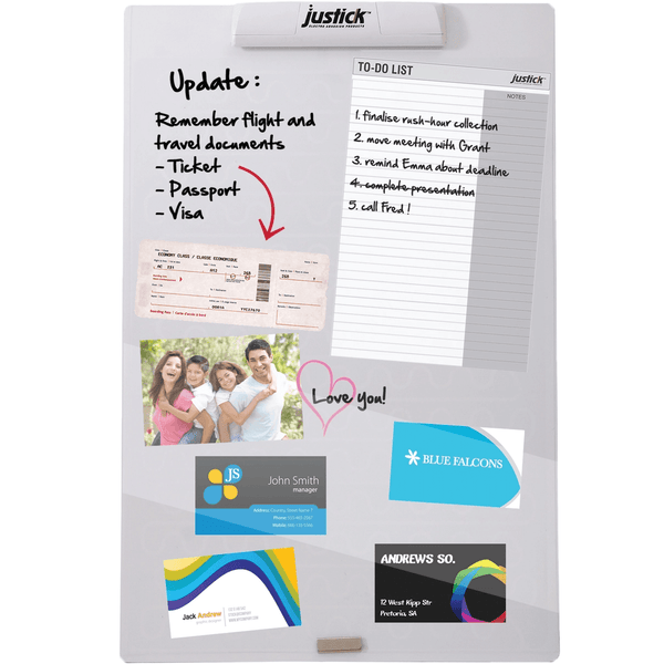 Justick Electro Adhesion Notice Board Mini With Overlay White JB303R - SuperOffice