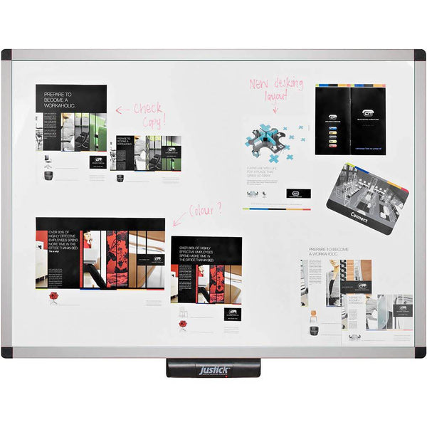 Justick Electro Adhesion Notice Board Xcu Frame 600 X 900Mm White JL505 - SuperOffice