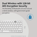 Kensington Compact Multi-Device Switchable Keyboard Wireless Bluetooth USB Silver White K75504US - SuperOffice