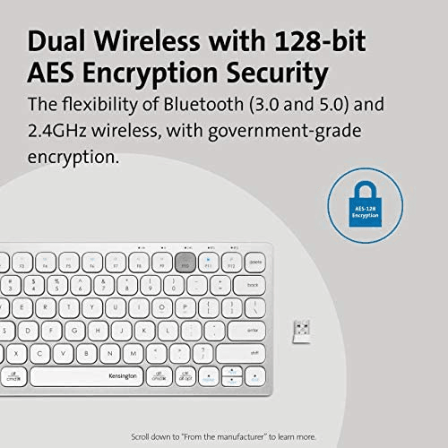 Kensington Compact Multi-Device Switchable Keyboard Wireless Bluetooth USB Silver White K75504US - SuperOffice